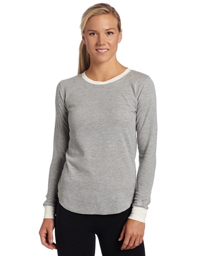 Cuddle Duds Womens Thermal Long Sleeve Crew Neck Top, Grey Heather, Small