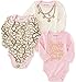 Juicy Couture Baby Girls' 3 Pack Long Sleeve Bodysuit, Pink/Vanilla, 0-3 Months