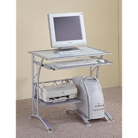 Coaster 7176 Contemporary Computer Desk, Silver