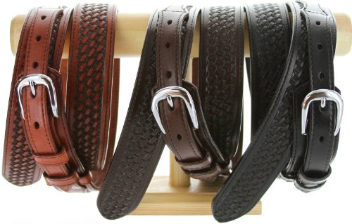 James Western Basketweave Leather Embossed Ranger Belts for Men