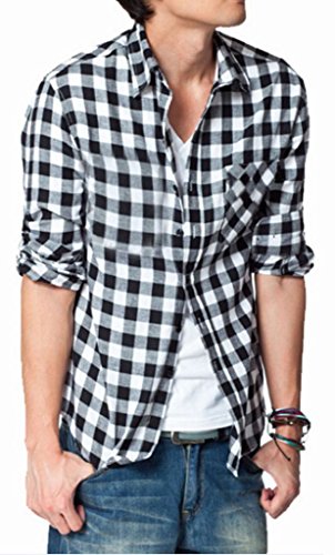 Vska Men's Plaid Flannel Shirt