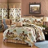 Horses Bedding Queen 4 Pc Comforter Set Sham Bedskirt