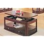Cherry Finish Lift Top Occasional Coffee Table with Drawers