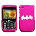 BLACKBERRY AT&T SPRINT TMOBILE VERIZON METROPCS CURVE 8520 8530 9300 9330 HARD PLASTIC DESIGN PINK AND WHITE BATMAN LOGO RHINESTONE CRYSTAL BEADS SNAP ON CASE COVER