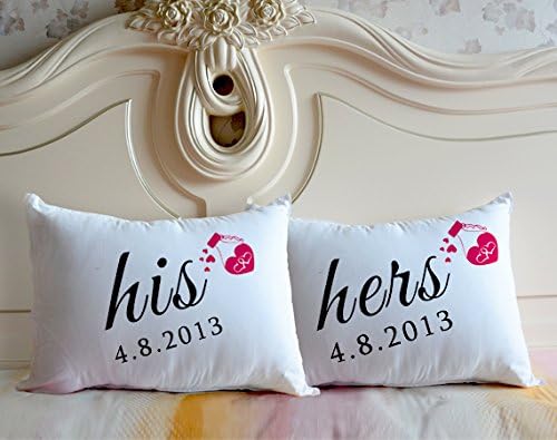 HomeFresh His Hers Date Personalized Custom Pillowcases Set of 2 20 "X 30 "