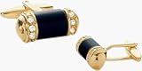 Men's Black Enamel & Cubic Zirconia Cufflinks