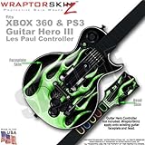 Metal Flames Green WraptorSkinz Skin fits XBOX 360 & PS3 Guitar Hero III Les Paul Controller (GUITAR