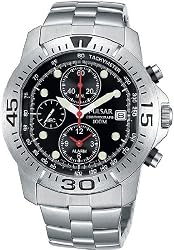 Stainless Steel Chronograph Black Dial Alarm