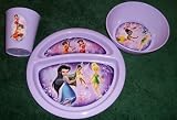 Disney Fairies 3 Piece Purple Set of Plastic Dinnerware/Plate/Glass/Bowl