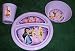 Disney Fairies 3 Piece Purple Set of Plastic Dinnerware/Plate/Glass/Bowl