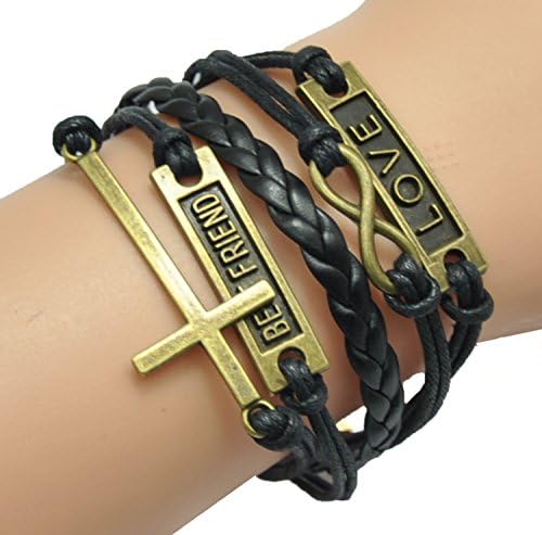 AONIMEI Fashion Lady Retro Infinity Wings Owl Strands Suede Rope Bracelet Gift