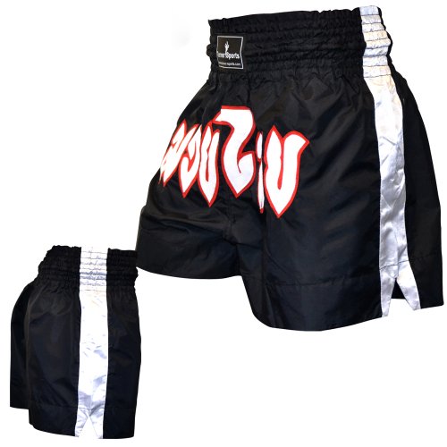 TurnerMAX Muay Thai Boxing Shorts Kick Boxing Short Kickboxing Martial Arts MMA Contact Gear Black