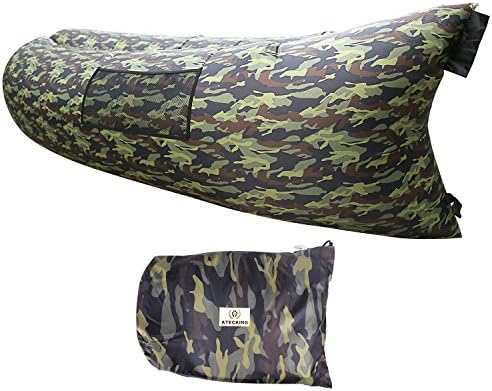 TECKING Inflatable Air Sleep Sofa&amp; Portable Beach Couch Bed with Nylon Fabric for Lounger Outdoor Living (camouflage)