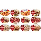 Hormel Compleats Meals - Variety Flavors (Total of 12 - 7.5 to 10 Ounce Microwavable Bowls) Beef Stew, Meatloaf, Roast Beef, Spaghetti, Chicken Alfredo, Turkey & Dressing