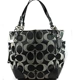 Coach Signature Op Art Peyton Bucket Shoppper Bag Purse Tote 14505 Black White