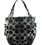 Coach Signature Op Art Peyton Bucket Shoppper Bag Purse Tote 14505 Black White