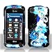 Blue Hawaiian Flower Design Snap on Hard Skin Shell Protector Faceplate Cover Case for Lg Encore Gt550 + Microfiber Pouch Bag + Case Opener