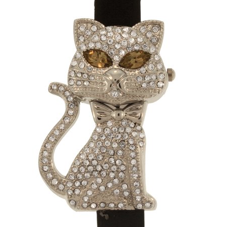 Stainless Steel Cubic Zirconia Cat Watch In Bronze