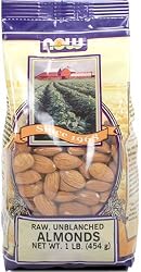 NOW Foods Natural Unblanched Almonds, 1 Pound Bags (Pack of 4)