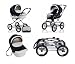 Roan Kortina Classic Pram Stroller 2-in-1 with Bassinet and Seat (Navy - Chequered)