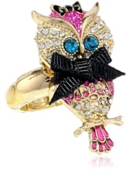 Betsey Johnson "Enchanted Forest" Owl Stretch Ring, Size 7.5