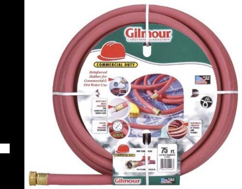 Gilmour 18 Series Reinforced Rubber Hose 5/8 Inch x 75 Feet Red 18-58075