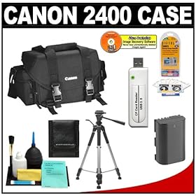 Canon 2400 Digital SLR Camera Case - Gadget Bag + LP-E6 Battery + Tripod + Accessory Kit for EOS 7D, 60D, 5D Mark II Digital SLR Cameras