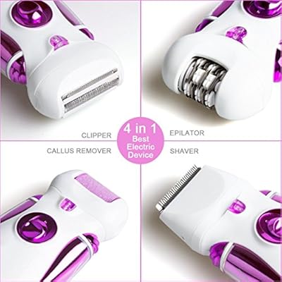 Augymer Epilator Set 4 In 1 Cordless Electric Hair Removal - Rechargeable Foot Callus Remover Shaver/Hair Clipper...