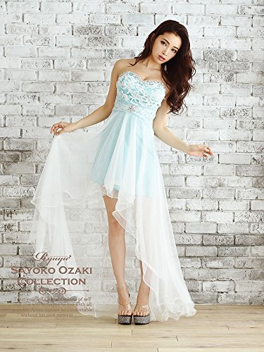 上品クロシェレース前ミニキャバロングドレス 尾崎紗代子 着用ドレス ryuyu リューユ ティアードメッシュレースロングドレス (ブルー)*ry1756-ld-bl