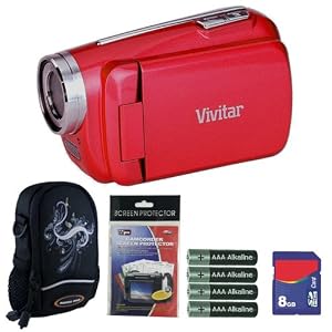 Vivitar DVR508 Strawberry Red Digital Video Camera Camcorder Plus 8GB Accessory Kit 