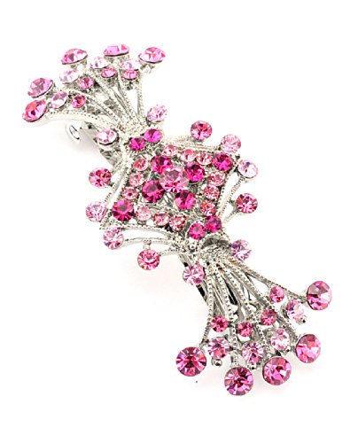 Women's Rhinestone Metal Hair Barrette Clip Hair Pin Antique Silver IMB2150