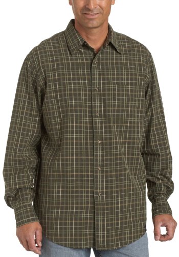 IZOD Men's Long Sleeve Corded Poplin Plaid Woven Shirt