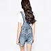Summerwhisper Women's Washed Fray Denim Bib Overall Shorts Blue