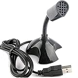 HDE Plug and Play Home Studio Adjustable USB Desktop Microphone Compatible w/ PC and Mac (Black)