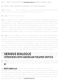Serious dialogue : interviews with American theater critics