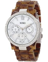 XOXO Womens XO5526 Tortoise Bracelet with Rhinestones on Silver Case Watch