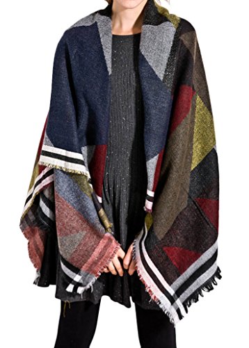 Urban CoCo Women's fashionable Color Stitching Long Shawl Wrap