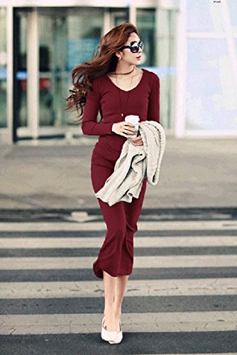 formanism シンプル Vネック マキシ レディース ロング ワンピース