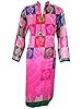 Embroidered Georgette Kurti Ethnic Wear Tunic Dress Caftans Medium (Pink)