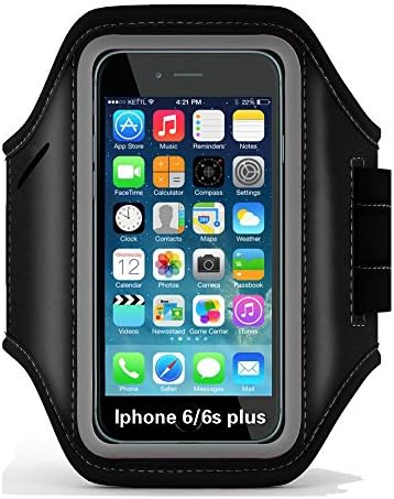 Skylarking Sweat Proof Running &amp; Exercise Armband Case with Key, Credit Card / Money Holder &amp; Reflective Band for iPhone 6 Plus / 6S Plus (5.5-Inch)