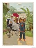Lady Travels in a Pousse-Pousse from Indo-China Giclee Poster Print, 18x24