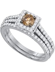 1.01CT COGNAC DIAMOND 0.40-CRD DIA BRIDAL SET