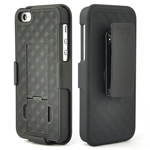 5C Case, iPhone 5C Case,NageBee - Slim Hard Shell Holster with Locking Belt Clip Combo Case for Apple iPhone 5C (Black)
