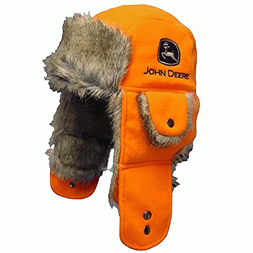 John Deere High Visibility Faux Fur Orange Trapper Hat cvmbvjm