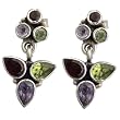 Multi Gemstone Sterling Silver Drop-Earrings for Girls 1 Inch