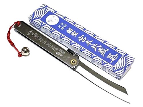 L(175mm)/Miyamoto Musashi/Japanese folding pocket knife/SK steel/Chrome/With Japanese suzu/Made in Japan