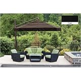 Octagonal Cantilever 11 Foot Ft Umbrella With Valance And Double Wind Vent - Coal