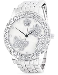 Geneva Butterfly Watch Pre-Fitted CZ Bling Iced Out Silver Size 0 Extra Large