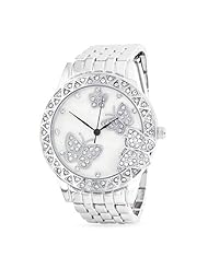 Geneva Butterfly Watch Pre-Fitted CZ Bling Iced Out Silver Size 2 Medium