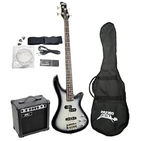 Pyle-Pro PGEKT50 Professional Full Size 4 String Electric Bass Guitar Package (Gig Bag, Strap, Tuner and Amplifier Included)
